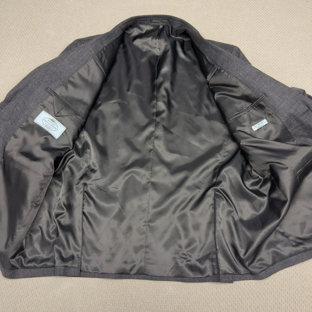 Herman & Sons Blazer Jacket Mens 48R Charcoal Grey Stretch Two Button Sport Coat